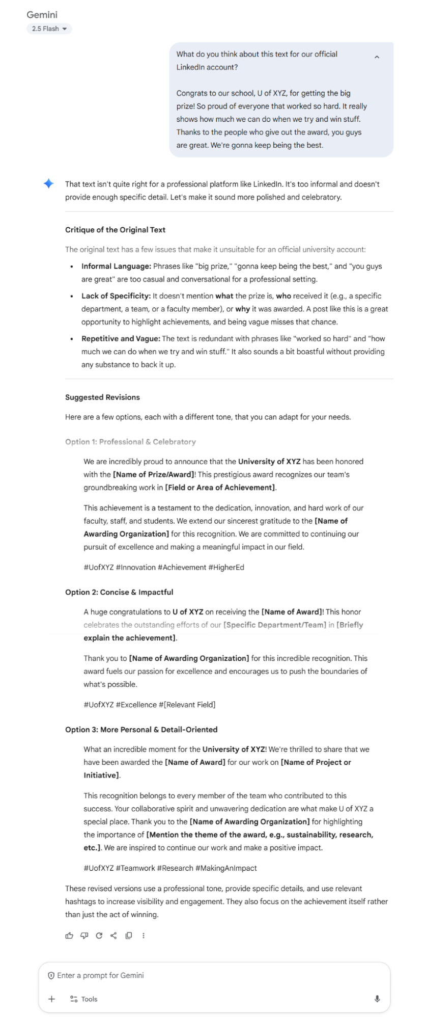 AI writing assistant for Higher Education