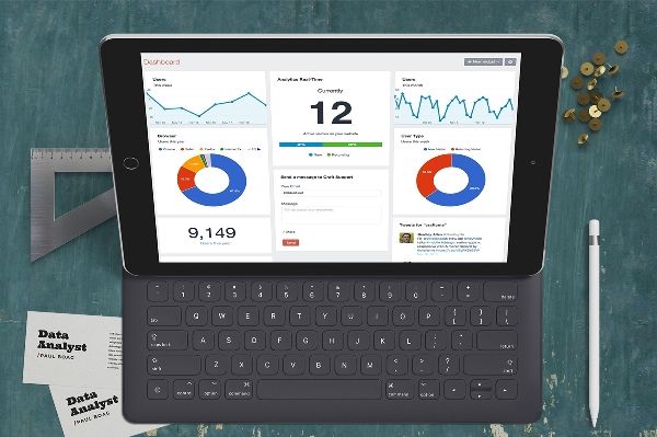 Image of laptop with analytics dashboard on screen