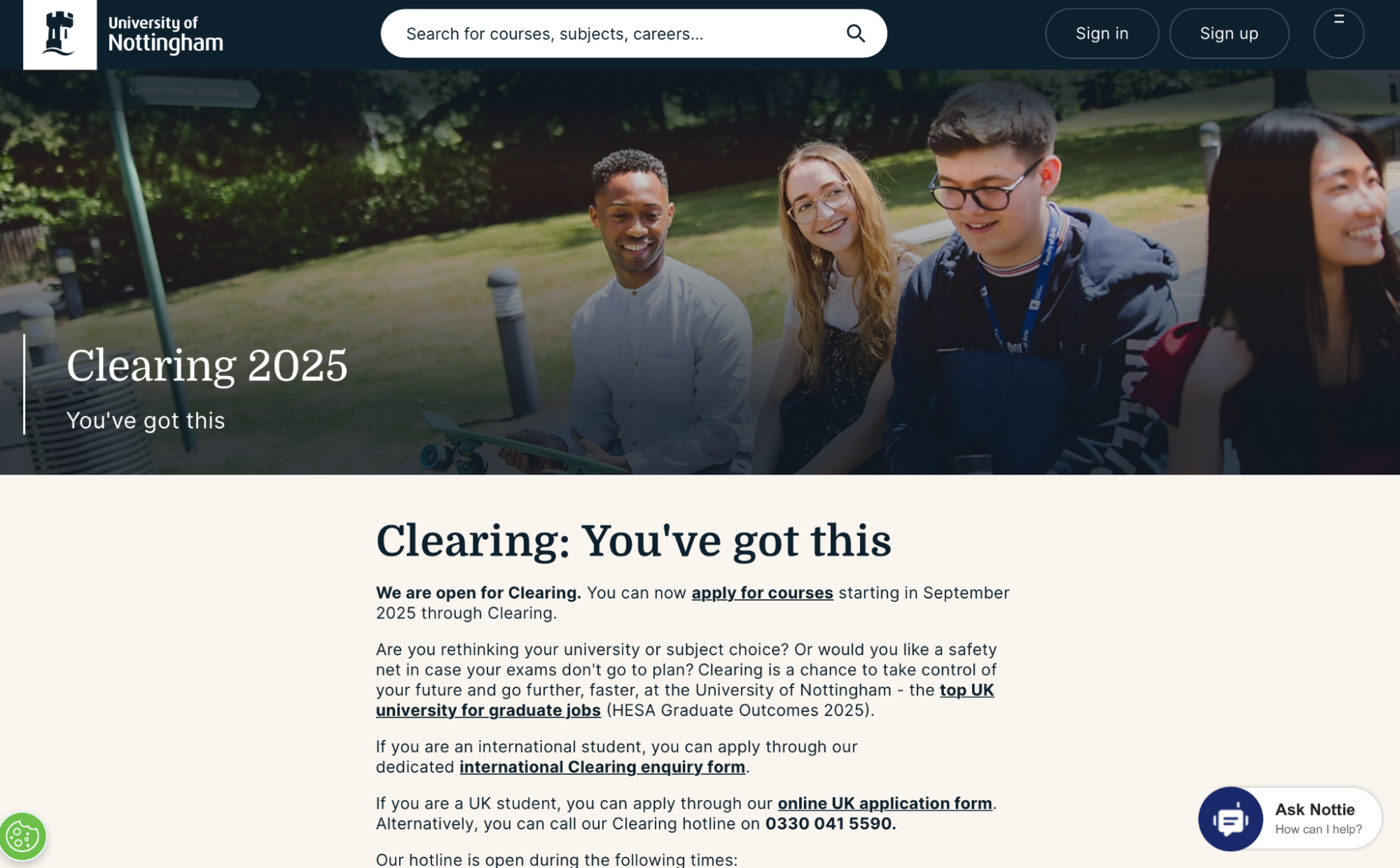 higher education clearing 2026 examples-nottingham