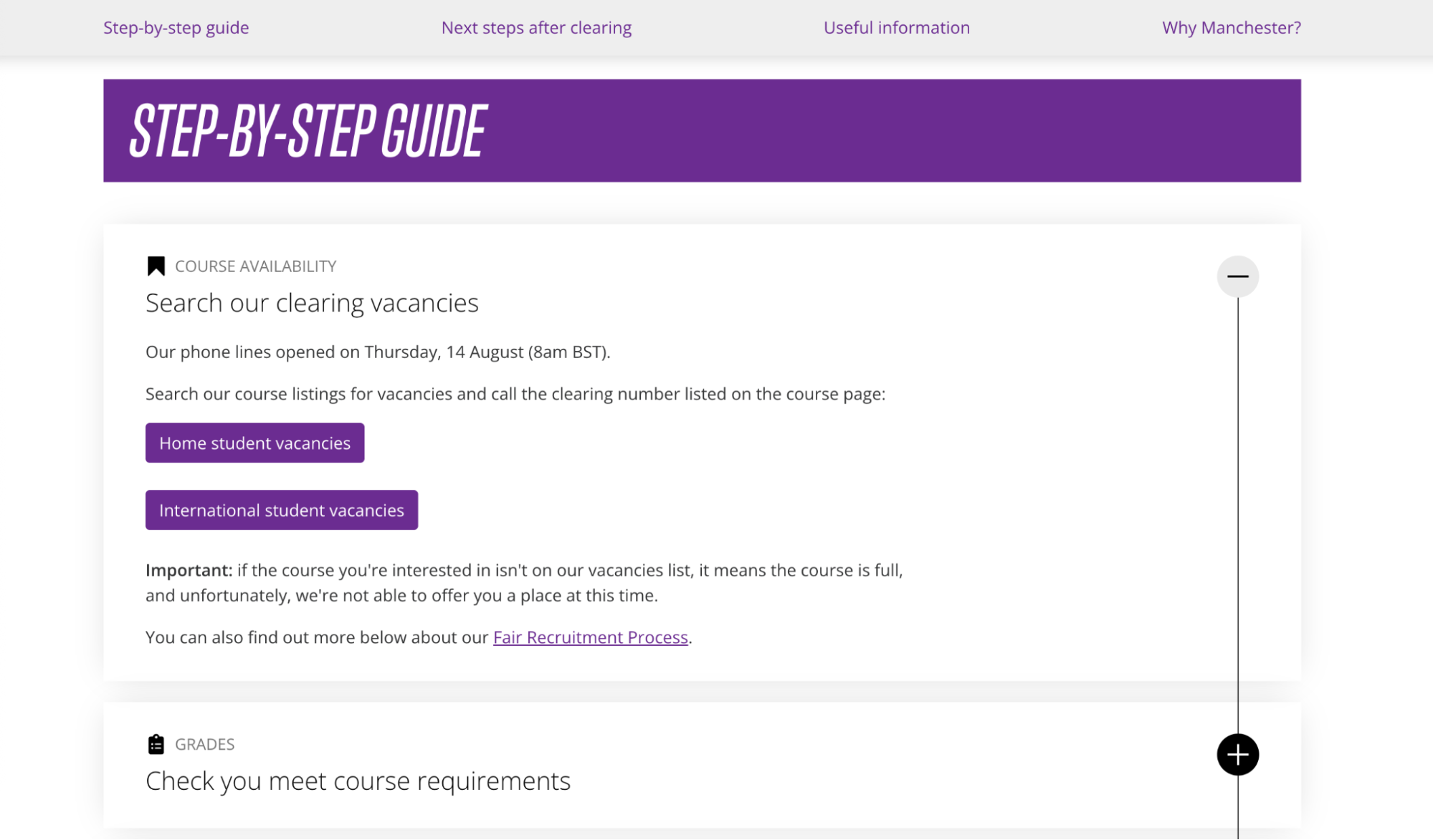 higher education clearing 2026 examples
