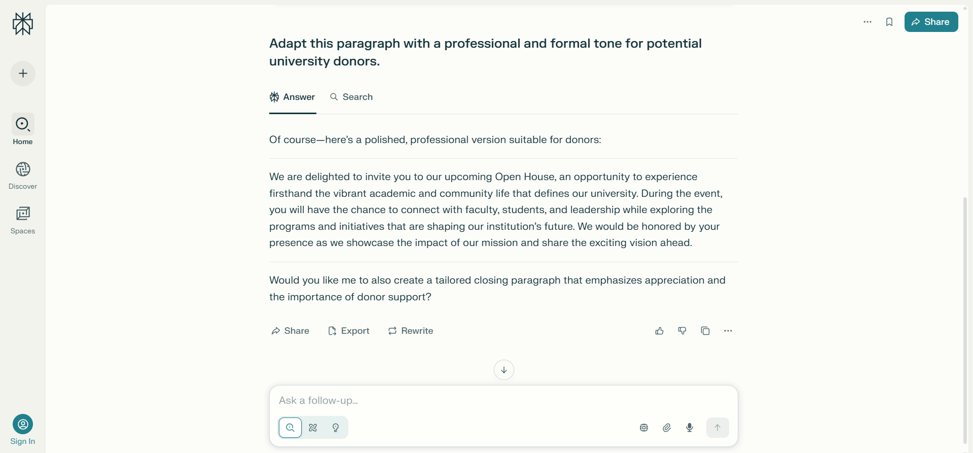 AI writing assistant for Higher Education