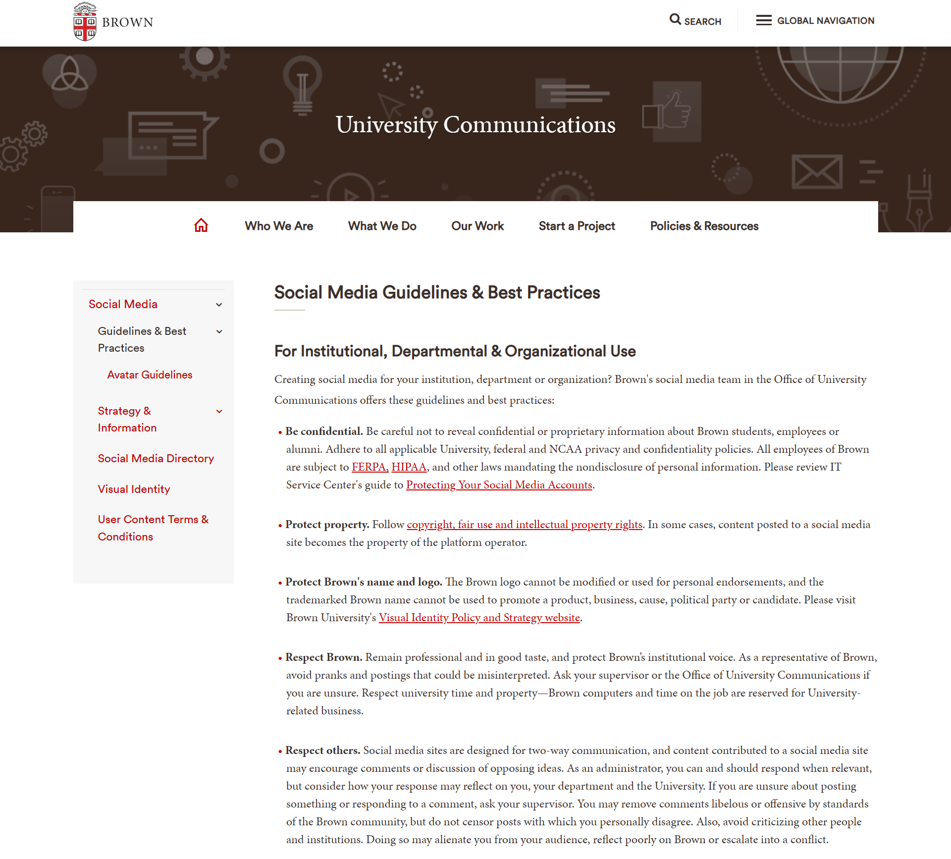 social media guidelines for higher education