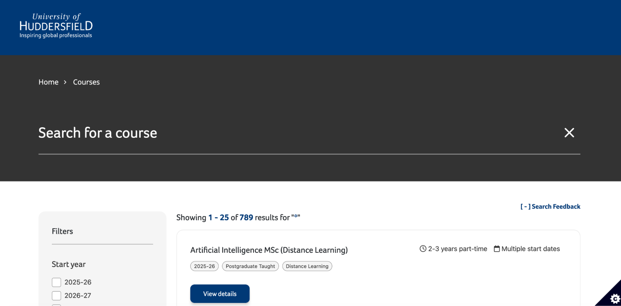 university of huddersfield coursefinder